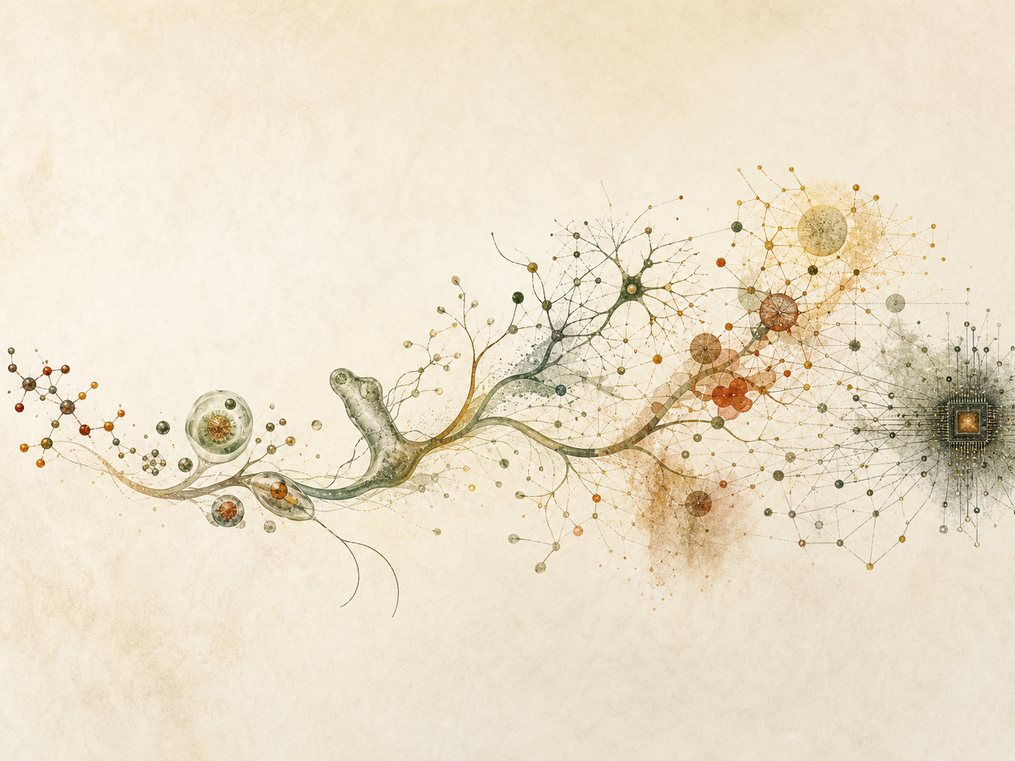 Evolution and culture traced as different paths through a vast landscape of possible minds.